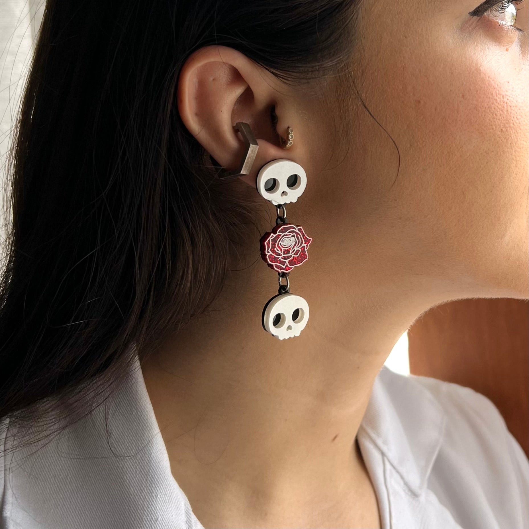Skull Rose Earrings