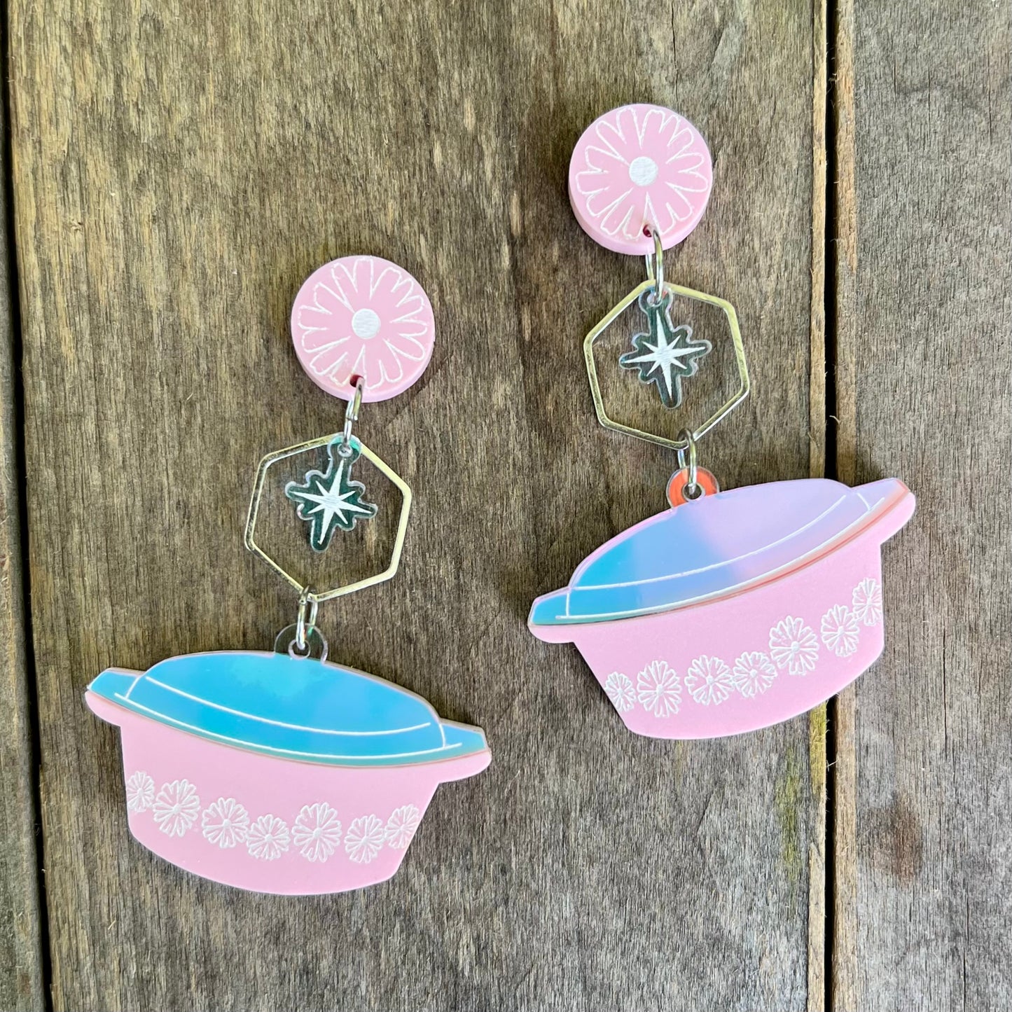 Pink Pyrex Earrings