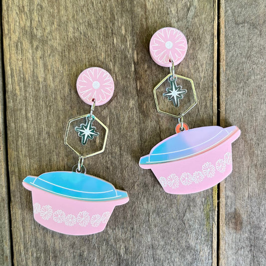 Pink Pyrex Earrings