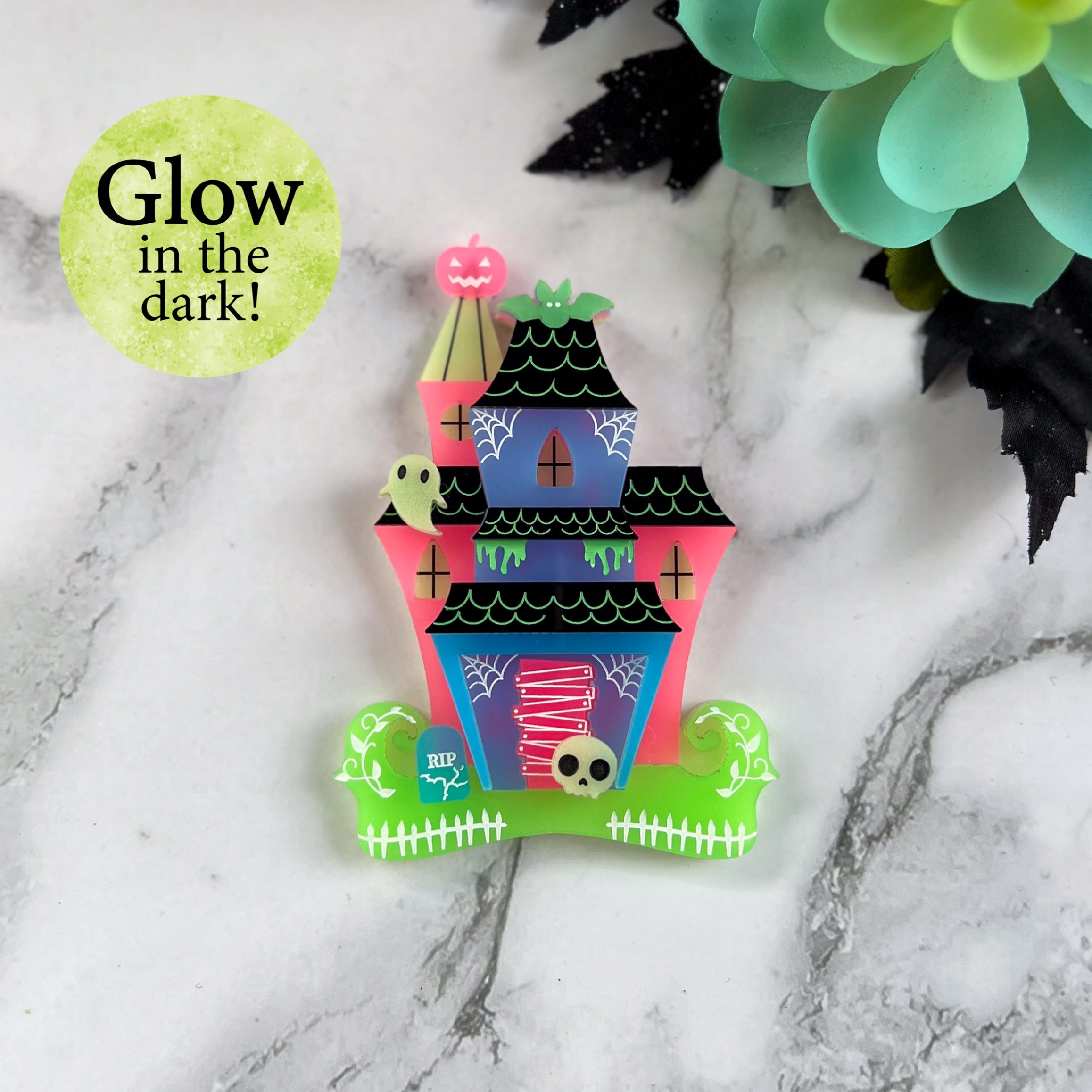 Spooky Cute Haunted House Brooch (Glow in the Dark!)