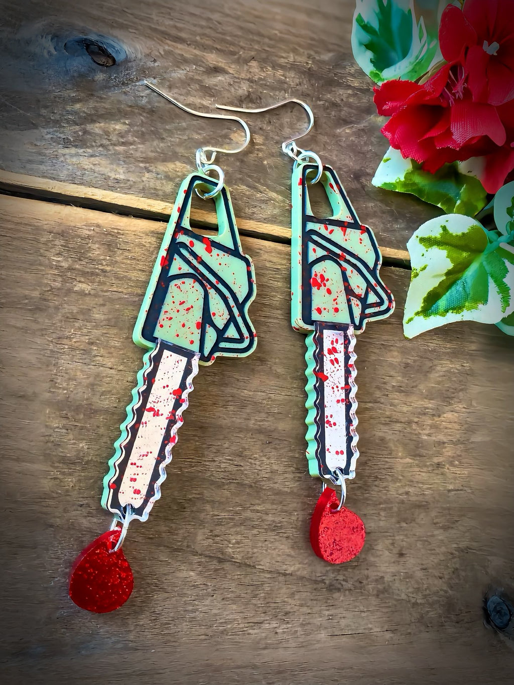 Bloody Chainsaw Earrings