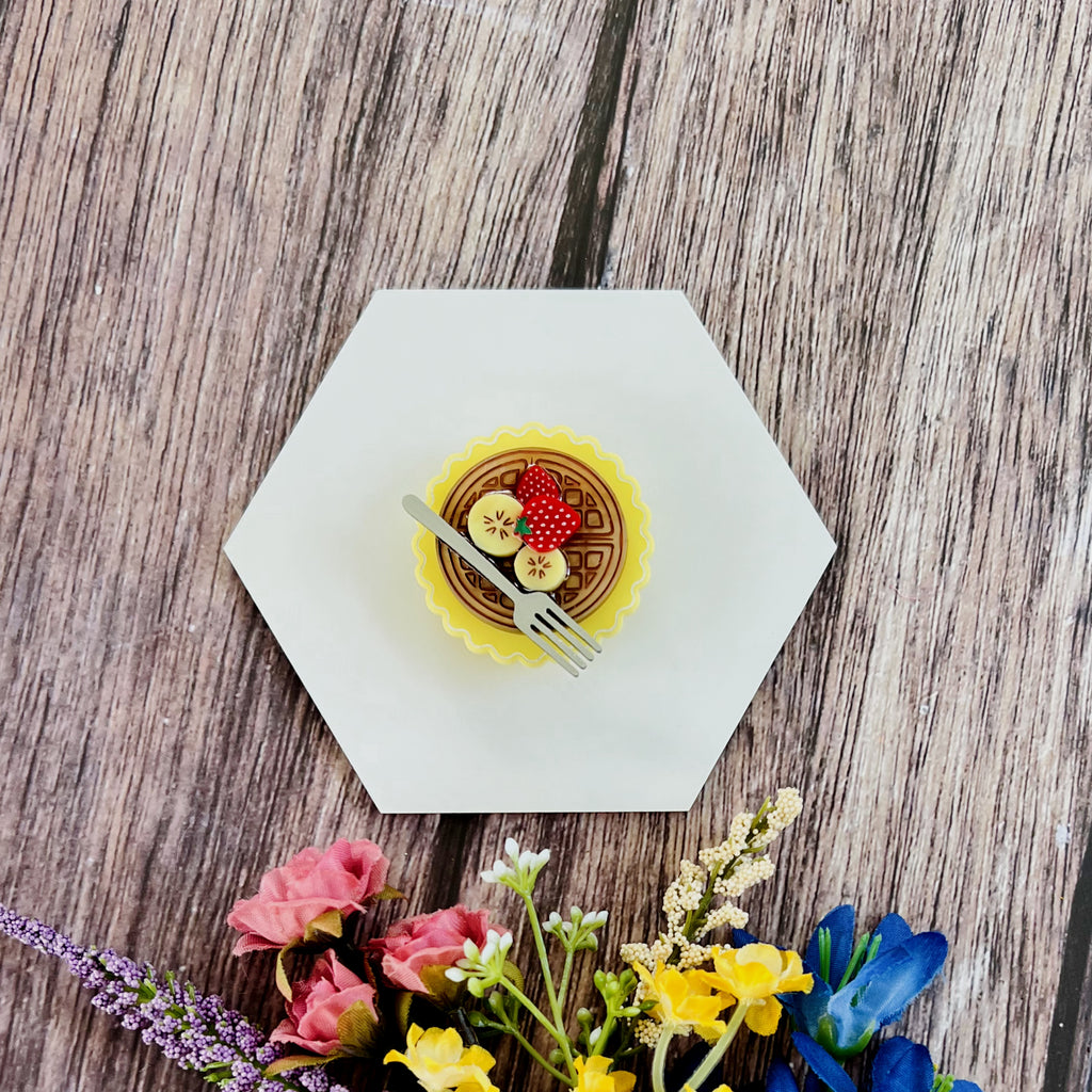 Strawberry Banana Waffle Brooch