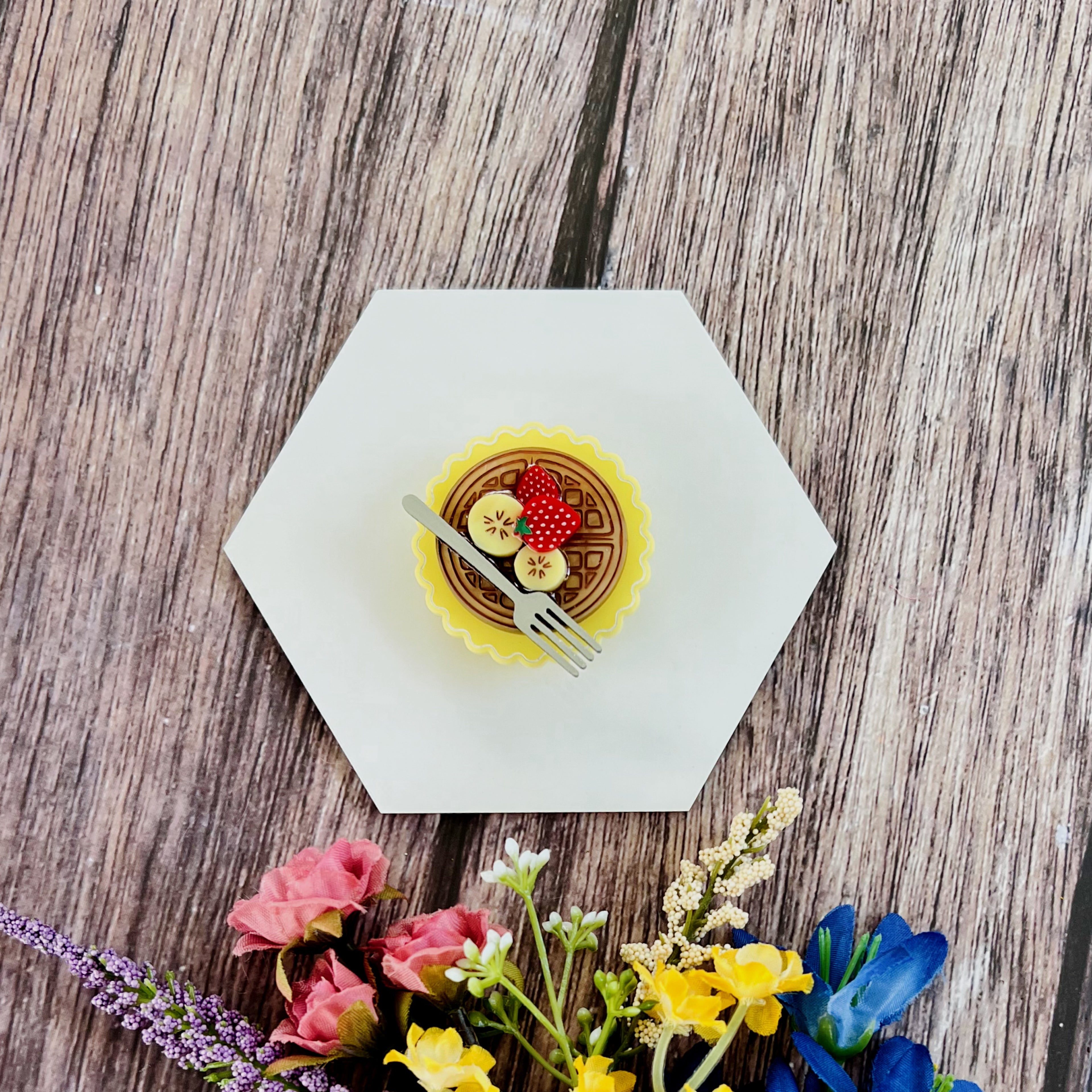 Strawberry Banana Waffle Brooch