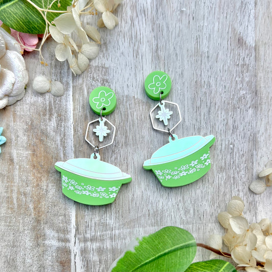 Green Pyrex Earrings