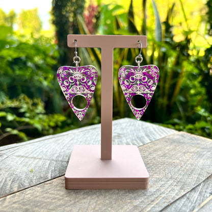 Purple Ouija Planchette Earrings