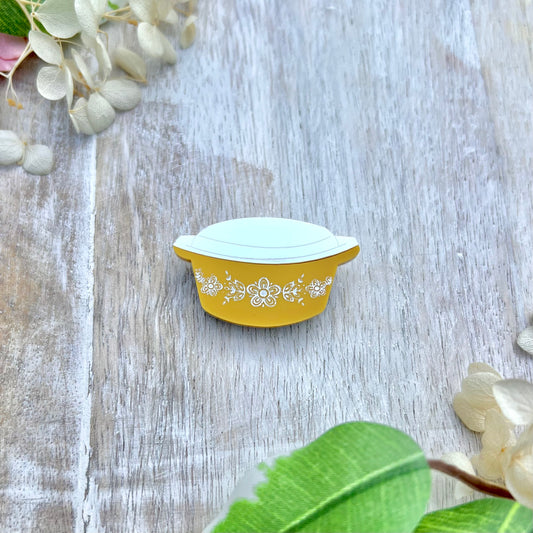 Yellow Pyrex Mini Brooch