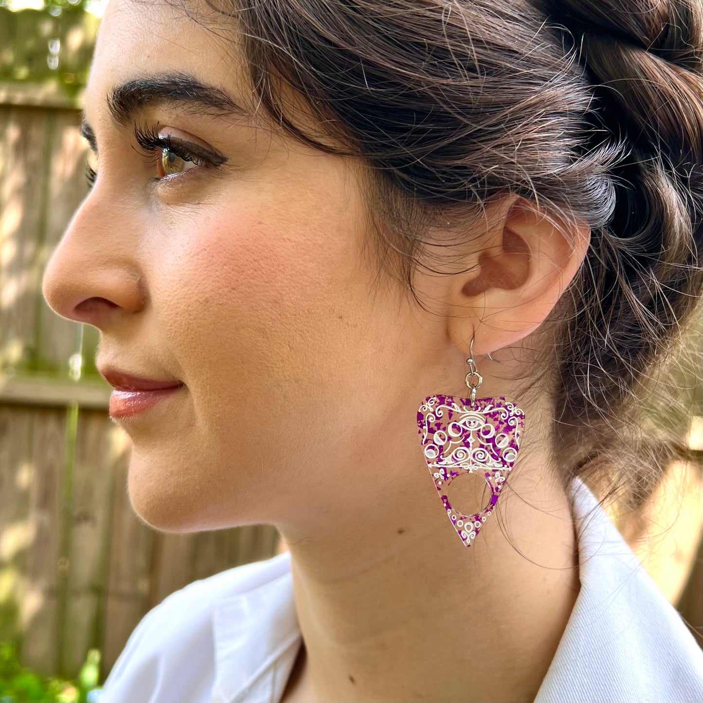 Purple Ouija Planchette Earrings