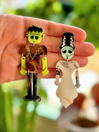 Frank & Bride Earrings - Gothic Monster Couple Halloween Dangle Jewelry