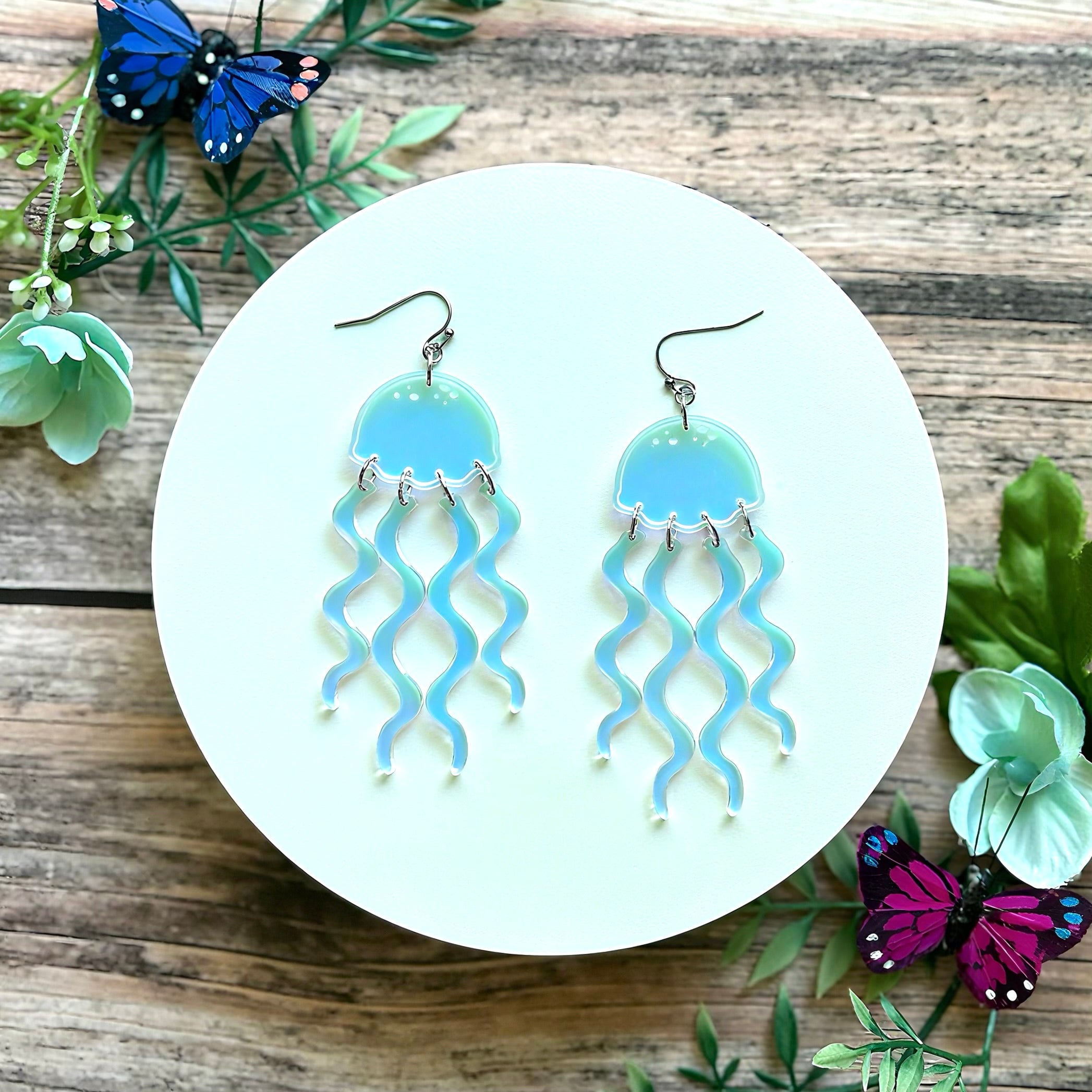 Rainbow Iridescent Jellyfish Earrings