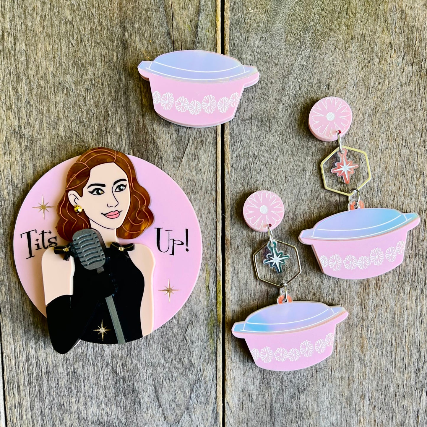 Pink Pyrex Earrings