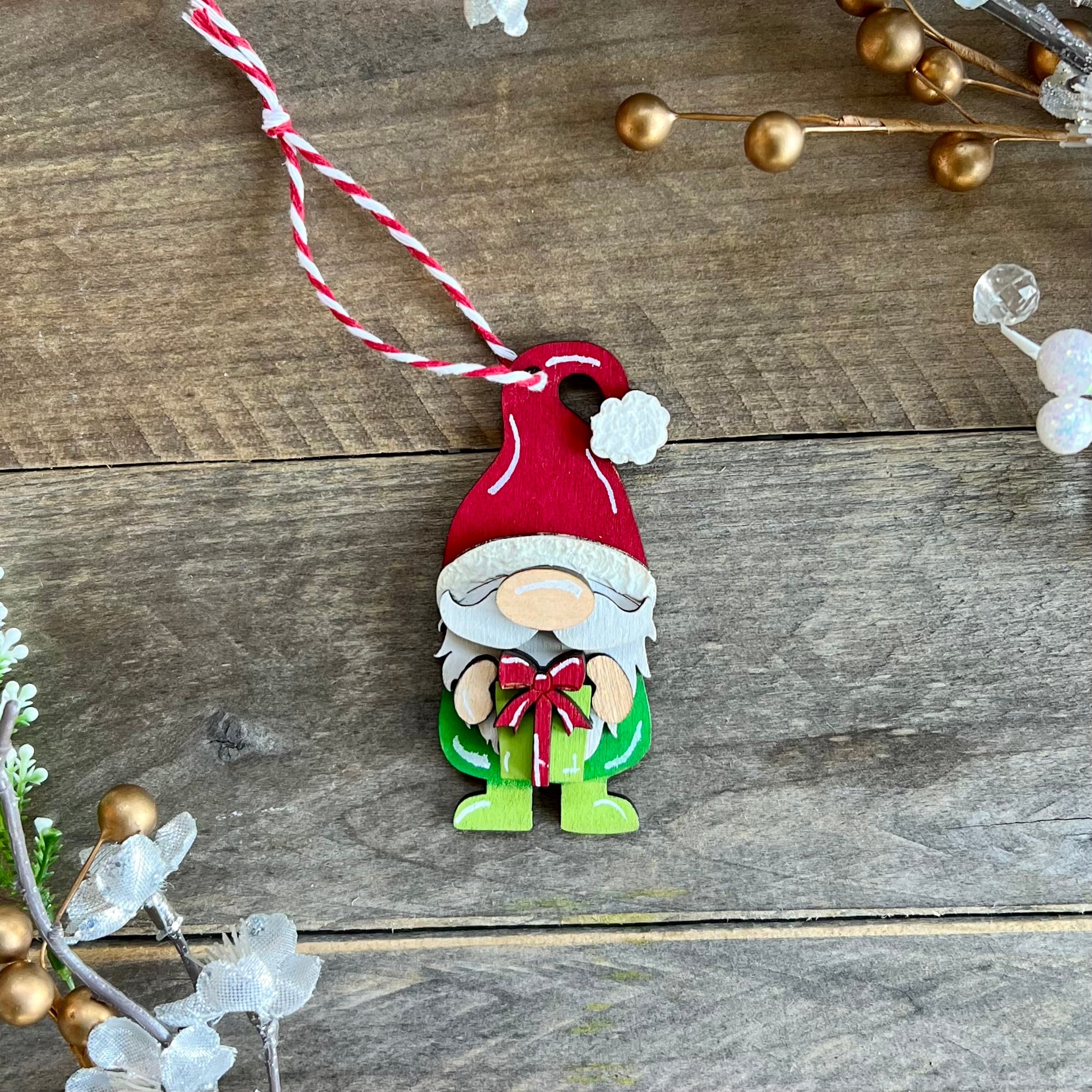 Santa Hat Gnome Ornament