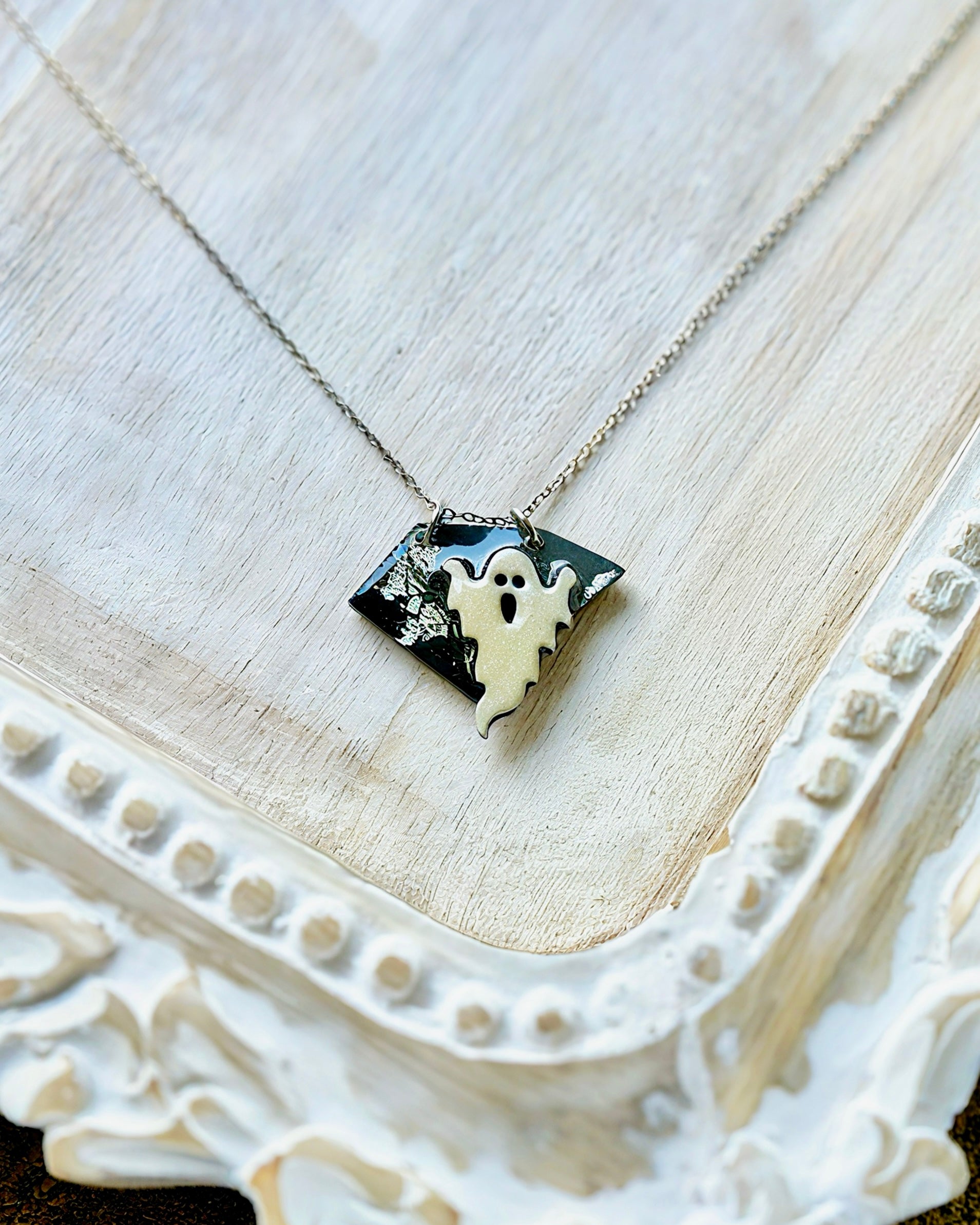 Ghost Wood & Resin Necklace
