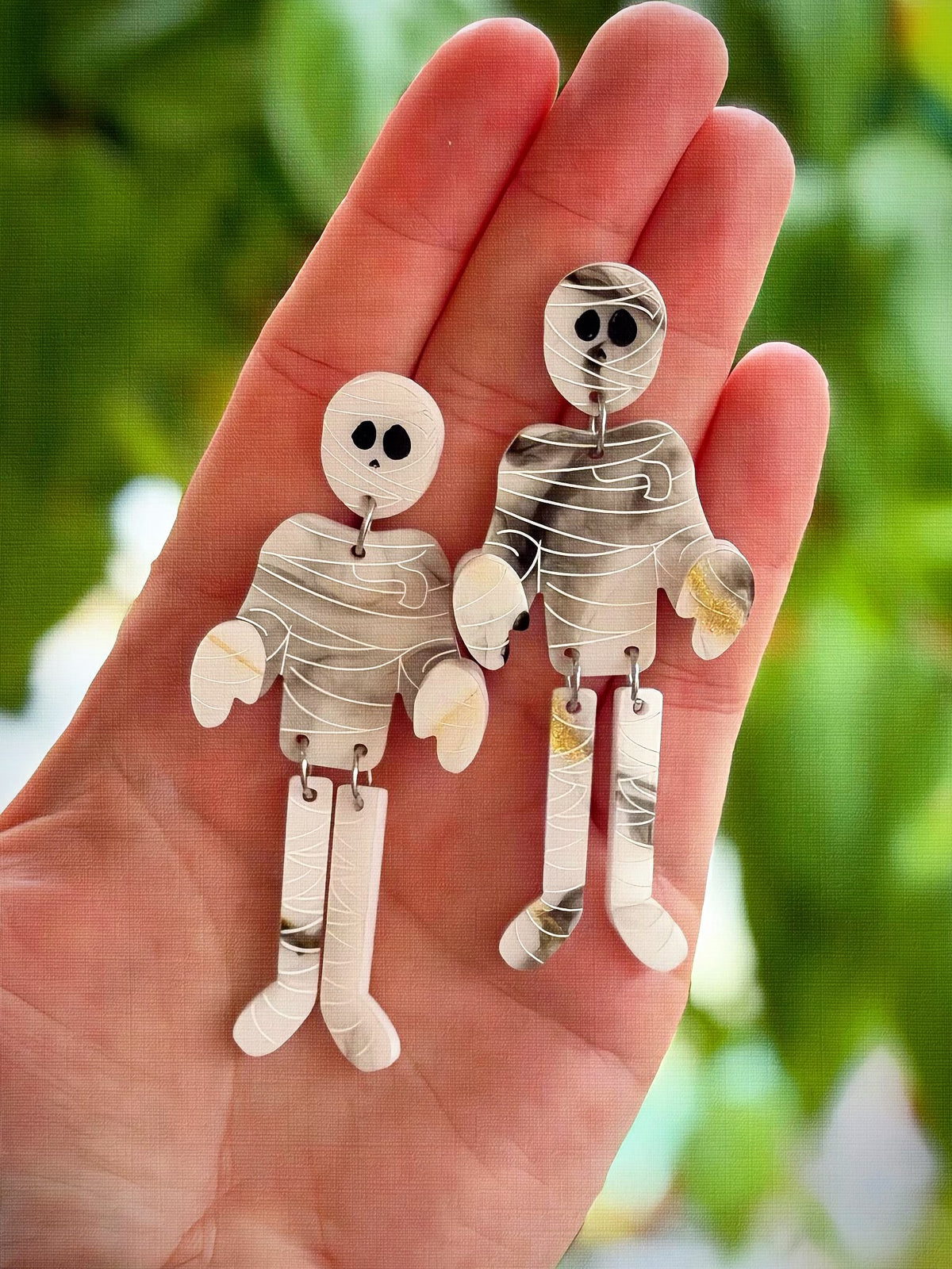Mummy Dangle Earrings (Interactive) - Interactive Halloween Dangle Jewelry