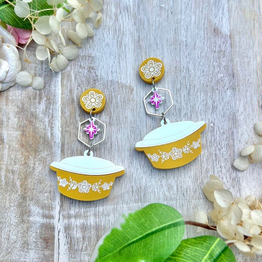 Yellow Pyrex Earrings