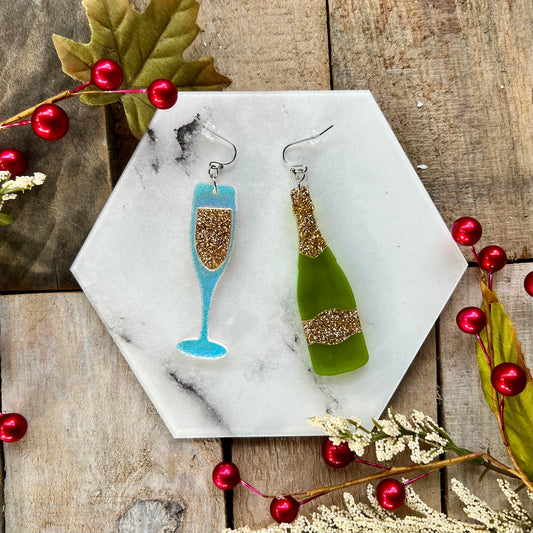 Champagne bottle & flute Earrings