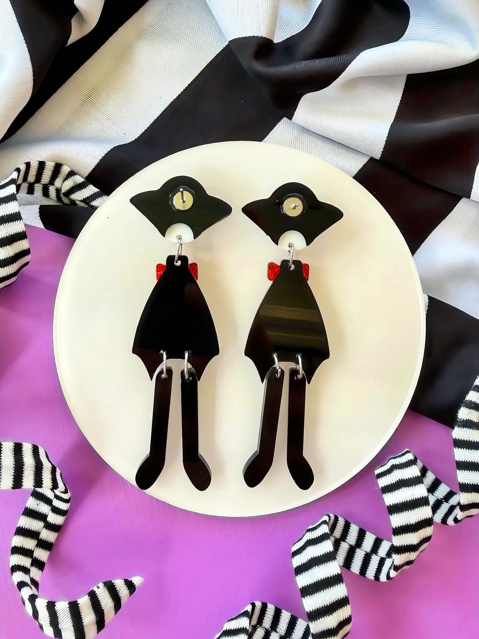 Dracula Dangle Earrings - Vampire Halloween Dangle Jewelry