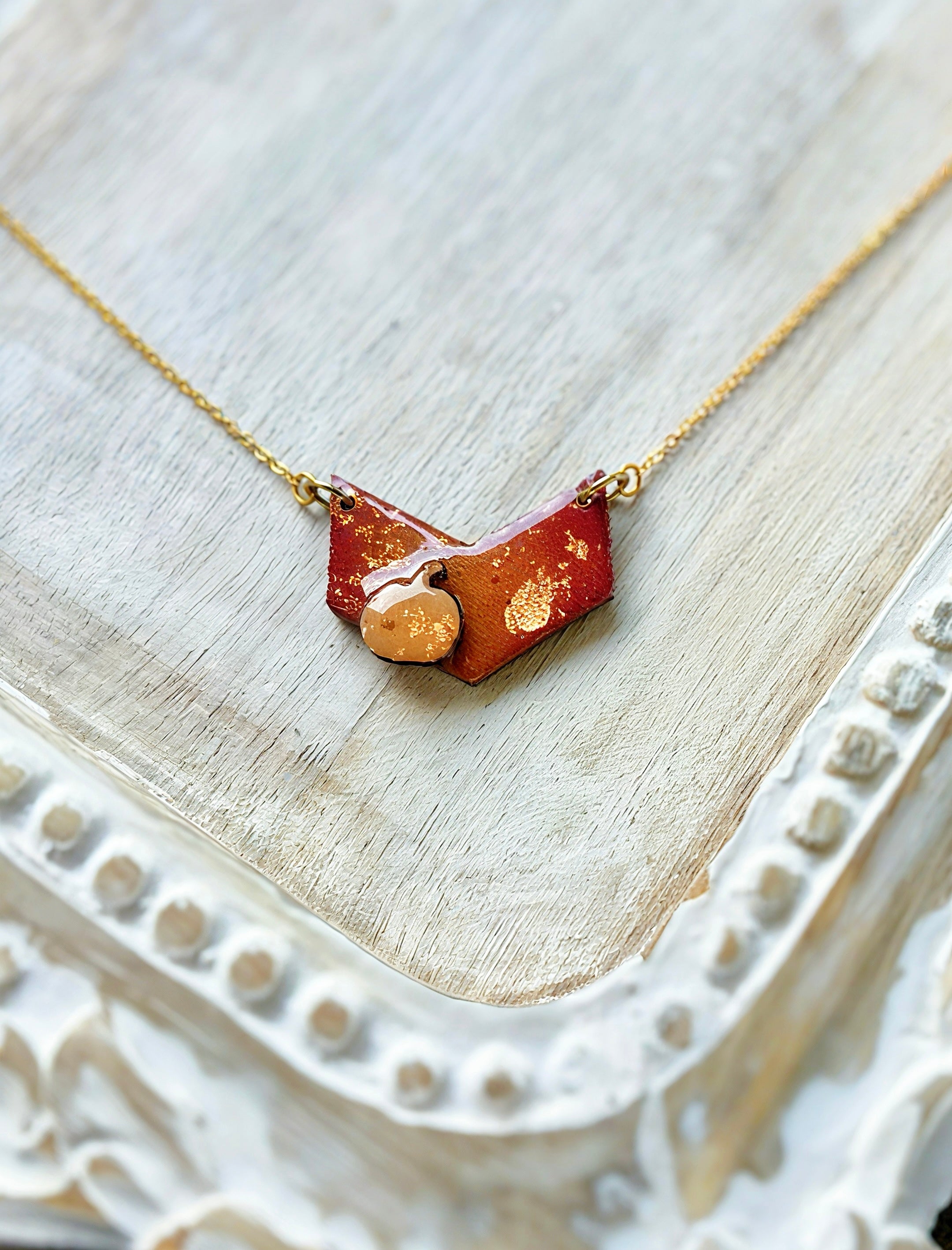 Little Pumpkin Wood & Resin Necklace