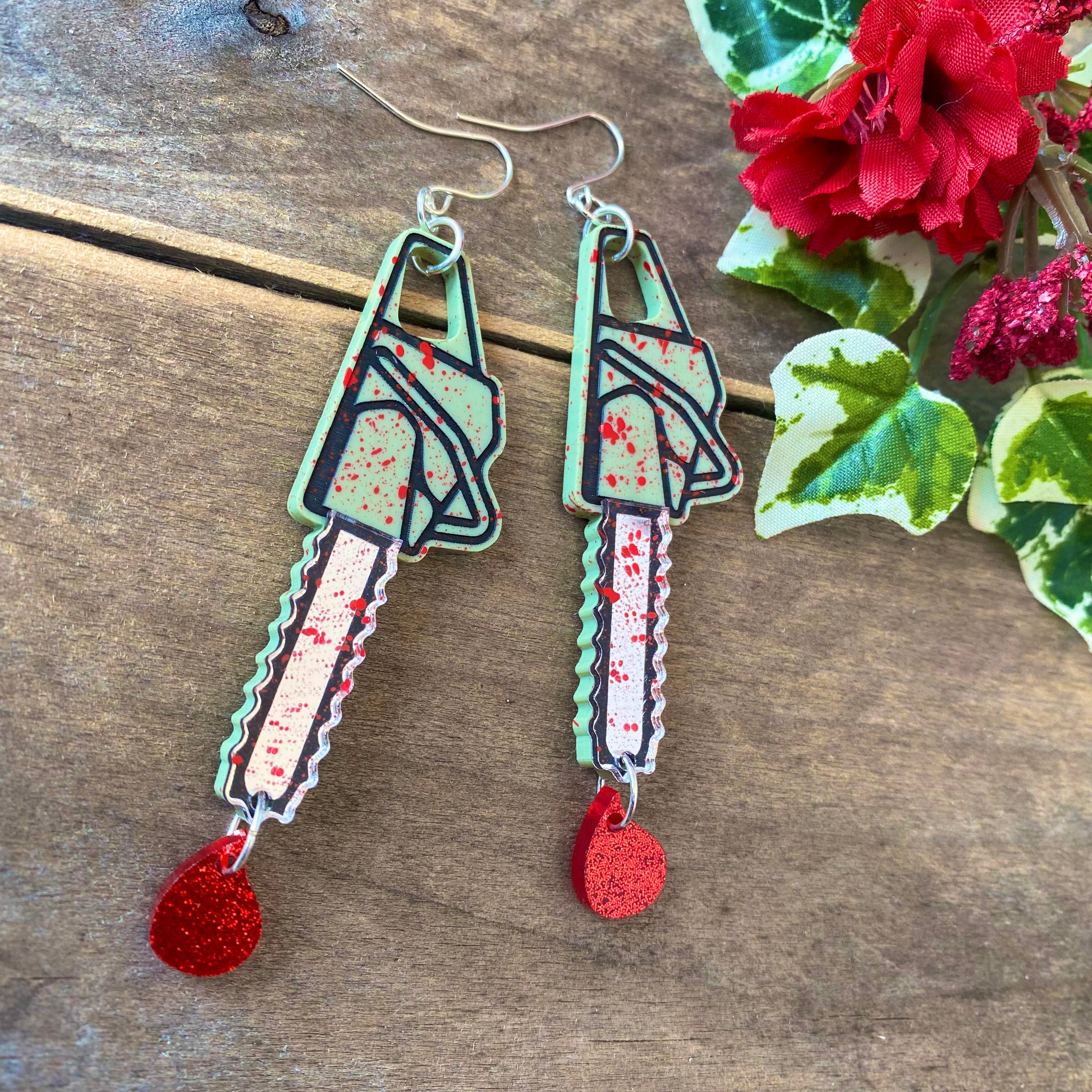 Bloody Chainsaw Earrings