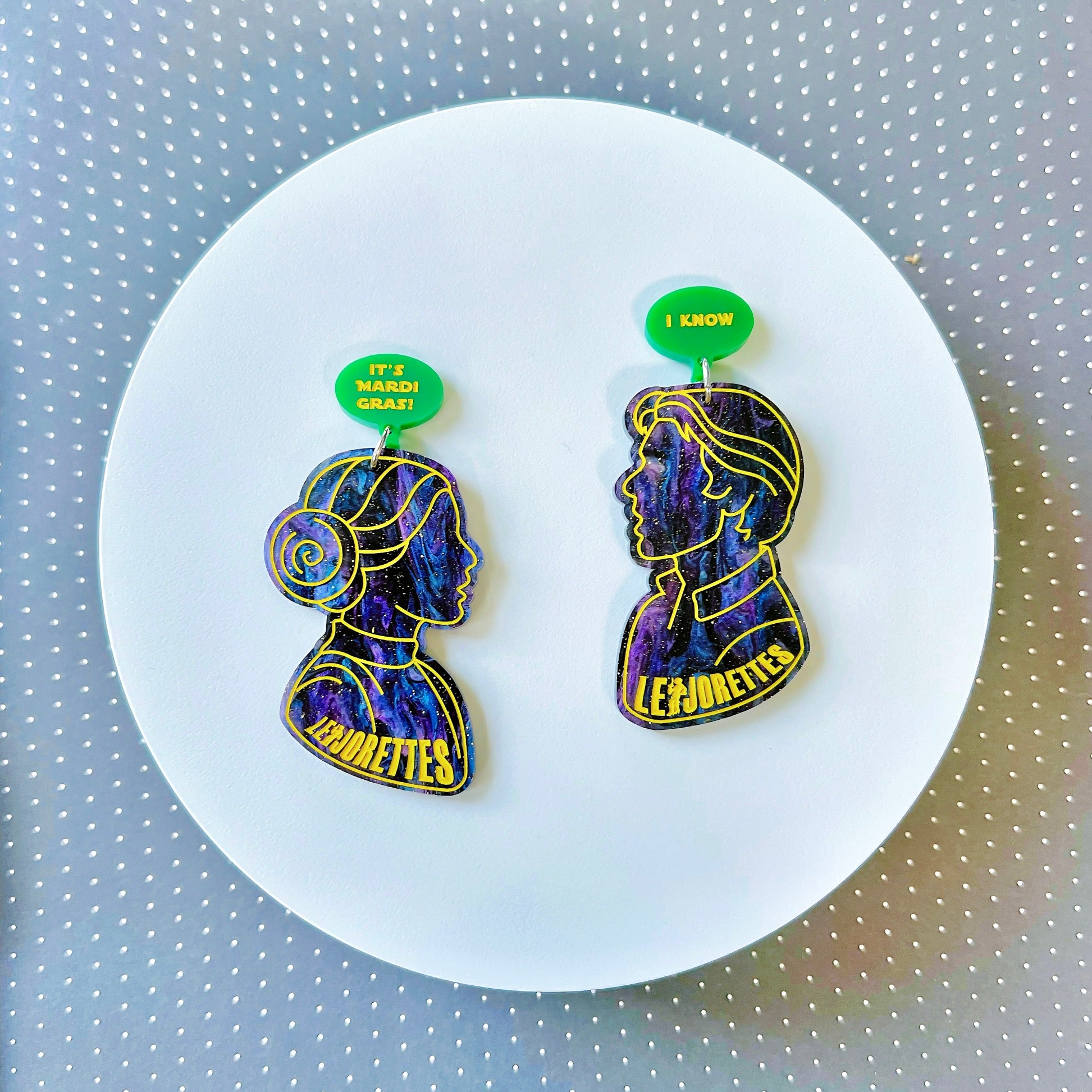 Leijorettes Custom Mardi Gras Earrings 2026