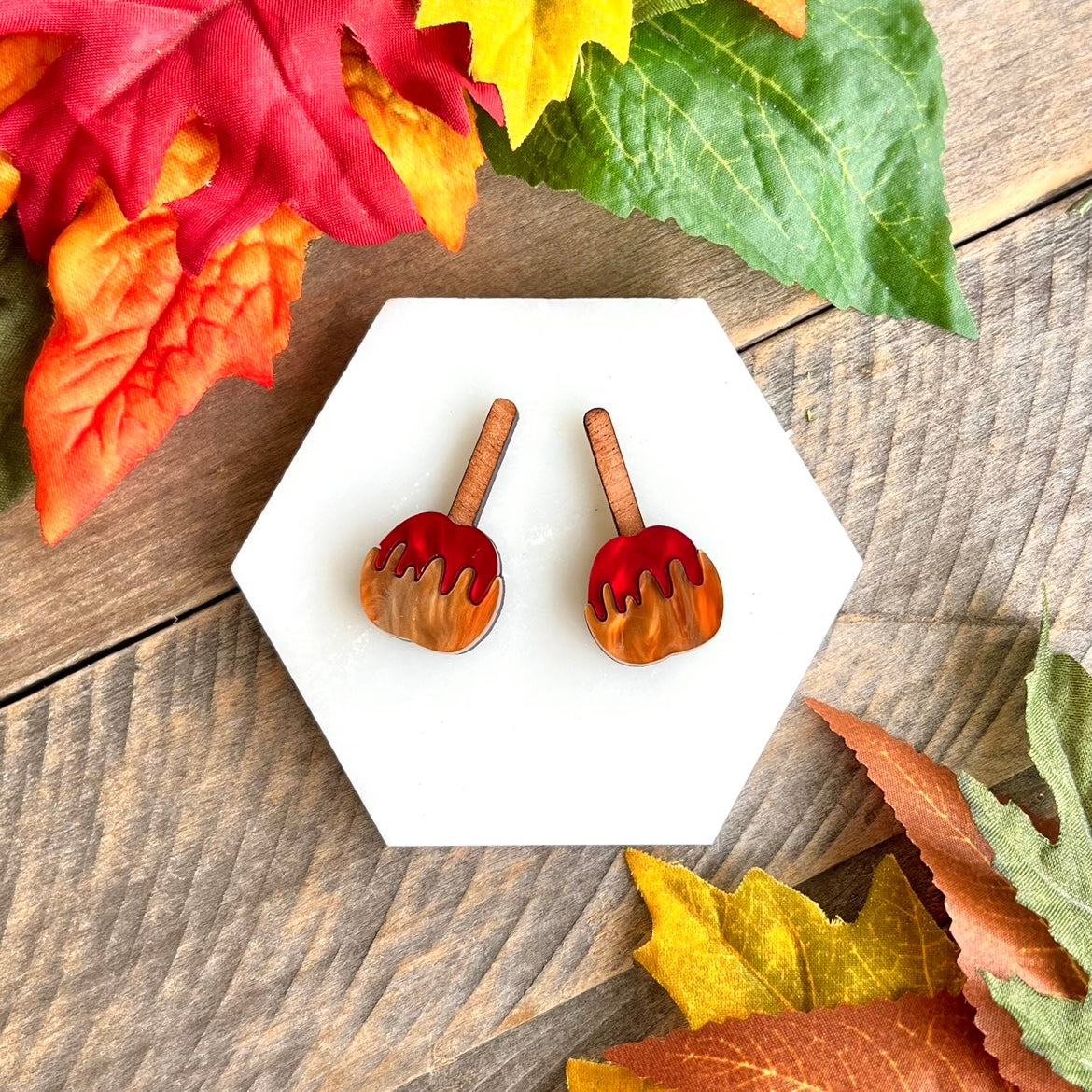 Red Candy Apple Stud Earrings