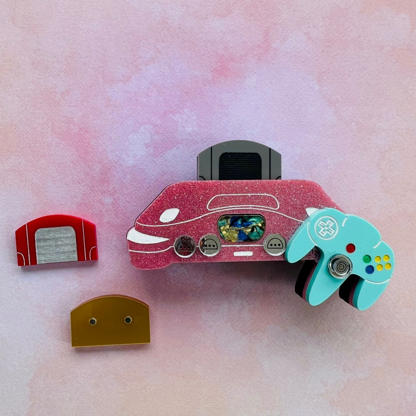 Pink Game Console Brooch (Interactive!)